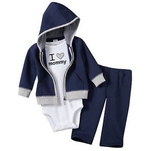 Carters Newborn 3 Months Baby Boy Fleece Hooded Cardigan Set Clothes Outfit