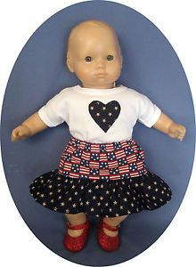 For American Girl Bitty Baby Doll Clothes 4th of July Skirt Dress 15" Dolls