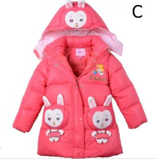 Boys Baby Girls 3D Rabbit Hoodies Coat Kids Winter Warm Quilted Snowsuit Costume