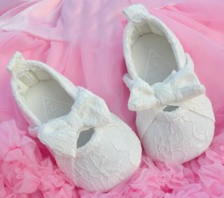 White Bow Lace Mary Jane Infant Toddler Baby Girl Shoes Size 1 2 3