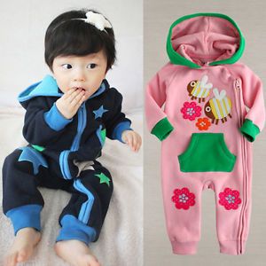 Newborn Baby Kids Bee Stars Homewear One Piece Romper Playsuit Clothes 0 3 Years
