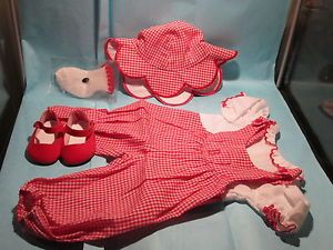 American Girl Bitty Baby Twins Doll Clothes Lot Red Checked Outfit Hat Shoes New