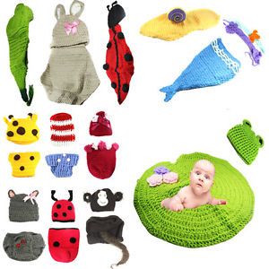 Baby Kids Toddlers Photo Prop Knit Crochet Animal Hat Cap Costume 0 12 Months
