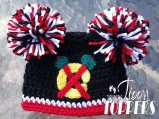 Chicago Blackhawks Crocheted Hat Baby Girl Boy Child Pom Poms Ears