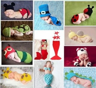 Girls Boy Baby Newborn 9M Knit Crochet Mermaid Minnie Clothes Photo Prop Outfits