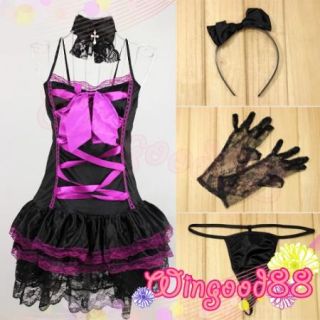 Sexy Women Maid Uniform Costume Adult Party Cosplay Lolita Lace Dress Lingerie