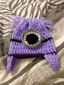 Minion Purple Baby Costume 0 3 Months Crochet Costume Hat and Diaper