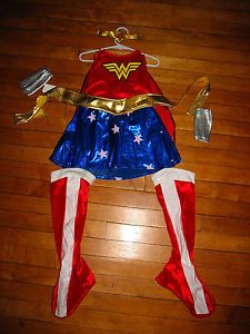 Toddler Child Halloween Costume Wonder Woman Super Hero Cape Boots Belt Head PC