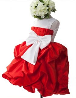 Toddler Girls Big Bow Red Princess Skirt Wedding Party Kids Formal Dress Costume