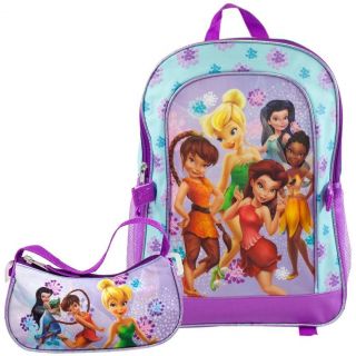 Disney Fairies Tinkerbell Set 16" Backpack Book Bag School Girls Purse New
