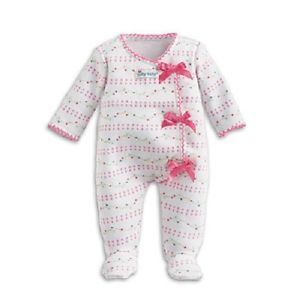 New American Girl Bitty Baby Twin's Pink Bow Sleeper for Doll NIP Retired