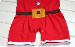 Newborn Baby Santa Claus Romper Christmas Hat Jumpsuit Xmas Costume Dress Outfit