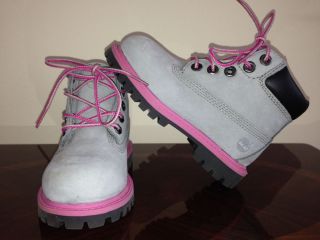 New Timberland Toddler Girl Boots Gray Pink Sz 8