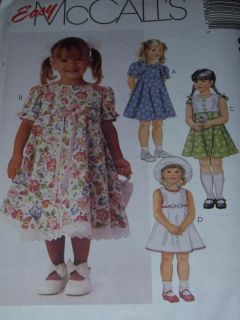 McCall's 8637 Toddler Girls Cute Short or No Sleeve Dress Pattern 1 4 UC