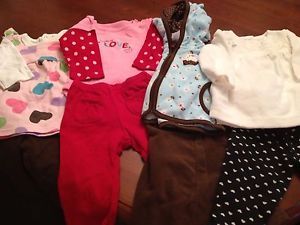 Lot of 6 Month Baby Girl Clothing Shirts and Pants 4 Complete Outfits