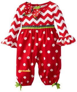 RARE Editions Girls Christmas Red White Chevron Dots Party Pant Overall 2T 4T