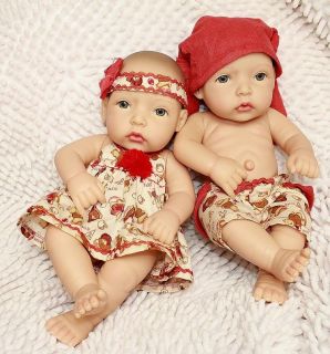 Girl and Boy Twins Baby Dolls Lifelike Reborn Baby Twins Toy 12inch Dolls