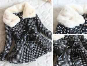 Baby Girls Faux Fur Outwear Clothes Kids Polka Dot Winter Coats Jacket Snowsuits