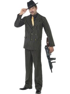 Gangster Mafia Pinstripe Suit Zoot Bugsy Malone 1920's Fancy Dress Costume