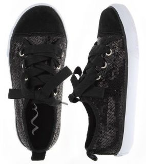 New 77KIDS Nina Vyolet Vulcanized Black Sequined Tennis Shoes Sneakers Toddler 7