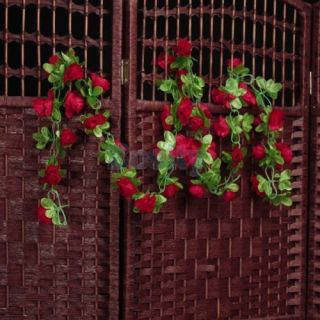 3X Red Artificial Rose Garland Silk Flower Vine for Home Wedding Garden Decor
