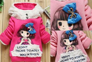 Baby Girls Tops Kids Plush Fleece Sweater Hoodies Sweatshirt Coat Clothing 2 6Y