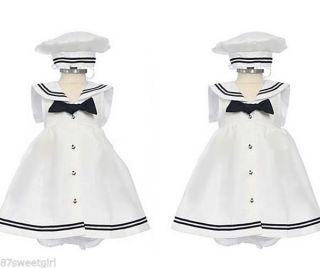 87g Anchor Button Navy Sailor Girl Dress Infant and Toddlers
