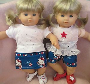 Doll Clothes Patriotic HK Sets Shoes Fit American Girl Bitty Baby Twins