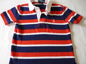 Toddler Boys Clothes 4 Ralph Lauren Navy Red Striped Long Sleeve Shirt Top