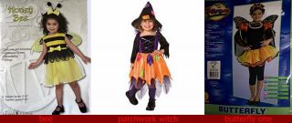 Girl Butterfly 5pc Costume Honey Bee or A Cute Little Witch w Patches Toddlers
