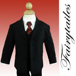 New Baby Boy Infant Suit Black w Red Tie s 3 6 Months