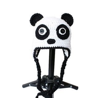 Newborn Baby Panda Earflap Ear Flap Hat Beanie Crochet Handmade Cap YMX6
