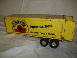 Vintage Metal Shop Rite Supermarket Advertising Trailer Truck Part Toy