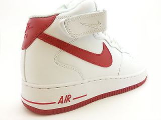 315123 108 Mens Nike Air Force 1 Mid White Varsity Red 2012 Uptown Sneakers QS