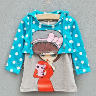 New Kids Girls Sportswear Lovely Top Hood and Shirt Outfit Sets Ages 3 7Y