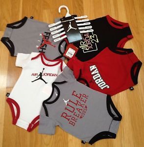 Nike Air Jordan Baby Boys Bodysuit Shirt Clothes Lot 5 PC Size 0 3M $60 New