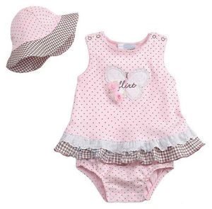 2pcs Polka Dot Baby Girl Infant Hat Romper Playsuit Outfit Clothes 0 24M Pink