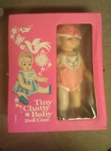 Vintage Mattel Tiny Chatty Baby Doll Clothes Case Shoes Accessories