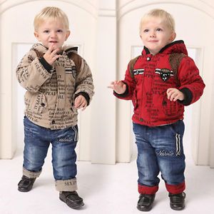 Winter Thick Warm Baby Boys Clothes 2pcs Set Hoody Pants Kids Clothing Outfit