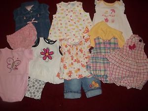 12 Piece Lot of Baby Girl Spring Summer Clothes 6 9 Months