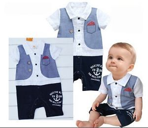 Boys Kids Baby Outfit Formal Romper Pants Jumpsuit 0 9M 1pcs Summer Clothes