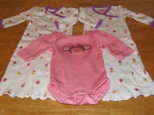 Baby Girls 3pc Preemie Clothes Lot Sleeper Gowns One Piece Top Gymboree