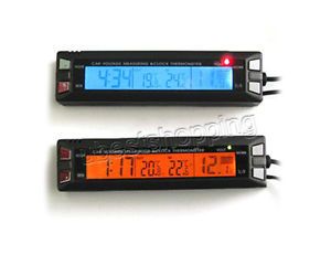 Car Both Inside and Outside Thermometer Car Voltmeter Clock Voltage Alarm