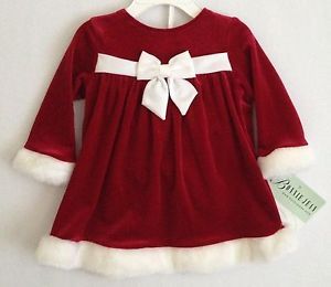 Bonnie Jean Baby Girl Clothes Red Velour Christmas Dress Size 6 9 Months