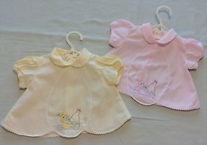 Vintage 1960's Twin Baby Girl Doll Clothes Dresses 2pc Lot