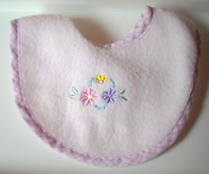 Baby Doll Clothes Bib Pink Fleece Embroidered Flower