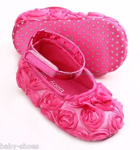 Hot Pink Rose Baby Girls Walking Shoes Size 1 2 3
