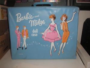 Vintage 1963 Barbie and Midge Doll Case Baby Blue Even Comes with Some Clothes
