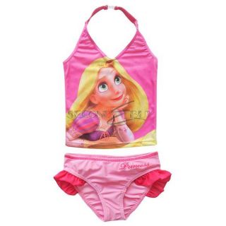 2pcs Girl Kid Pink Tangled Rapunzel Swimsuit Swimwear Bathing Swim Suit Sz 2 10