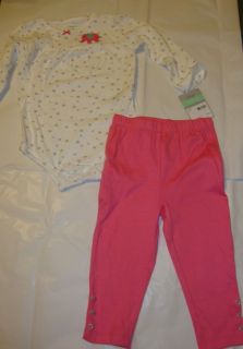 12 Months Carter's 2 Piece Baby Girls Pink Elephant Heart Outfit 12M New